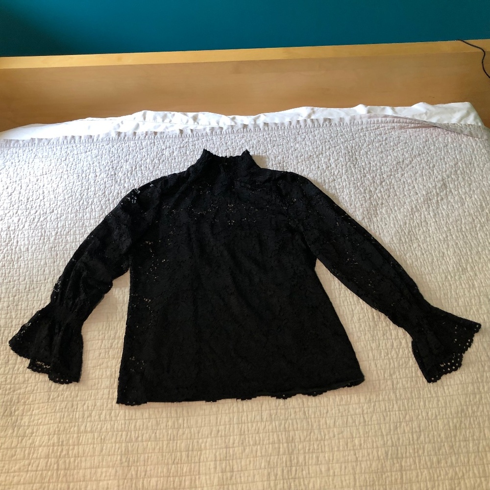 Black lace long sleeve blouse